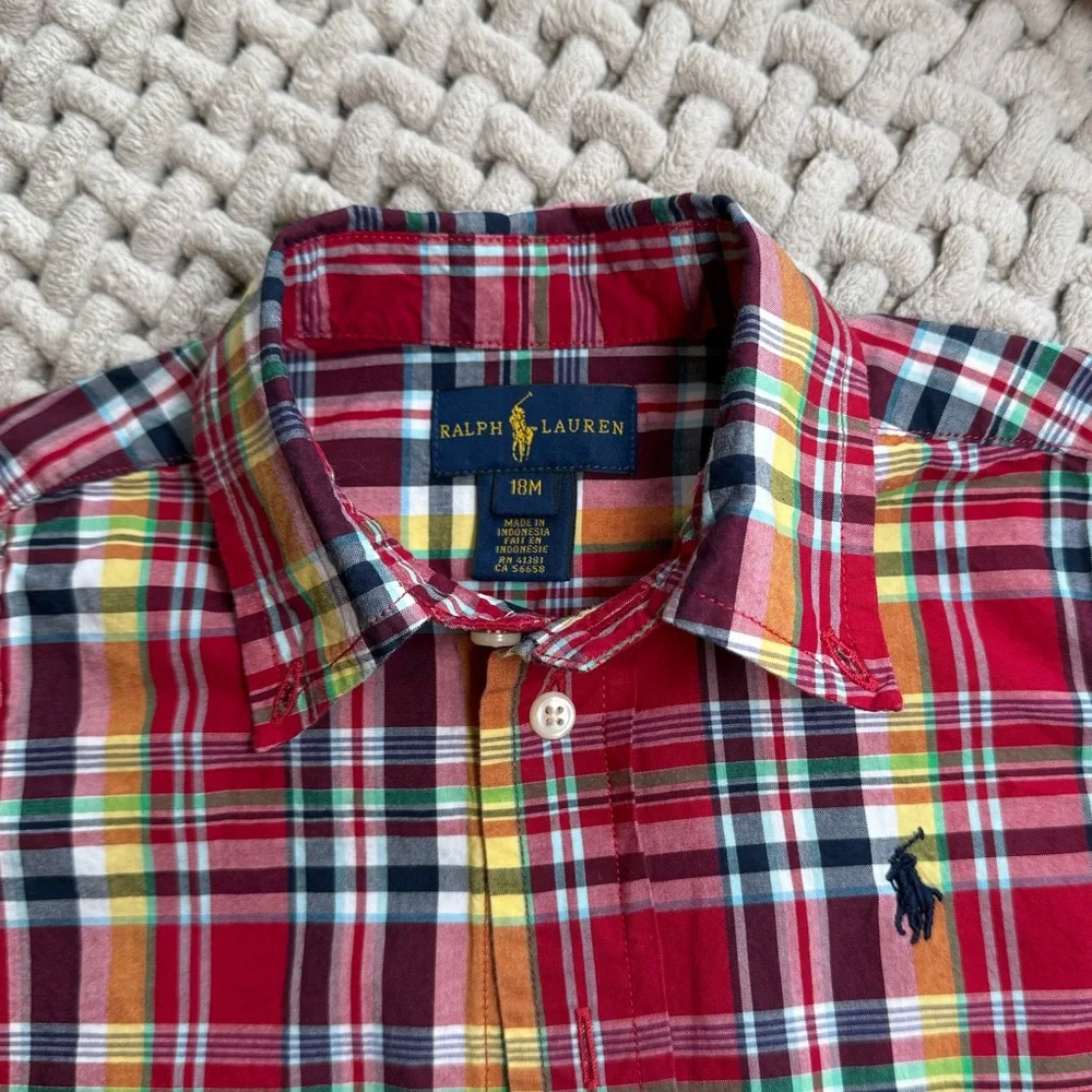 Ralph Lauren | Baby Cotton Classic Red Plaid Button Up | 18 Months